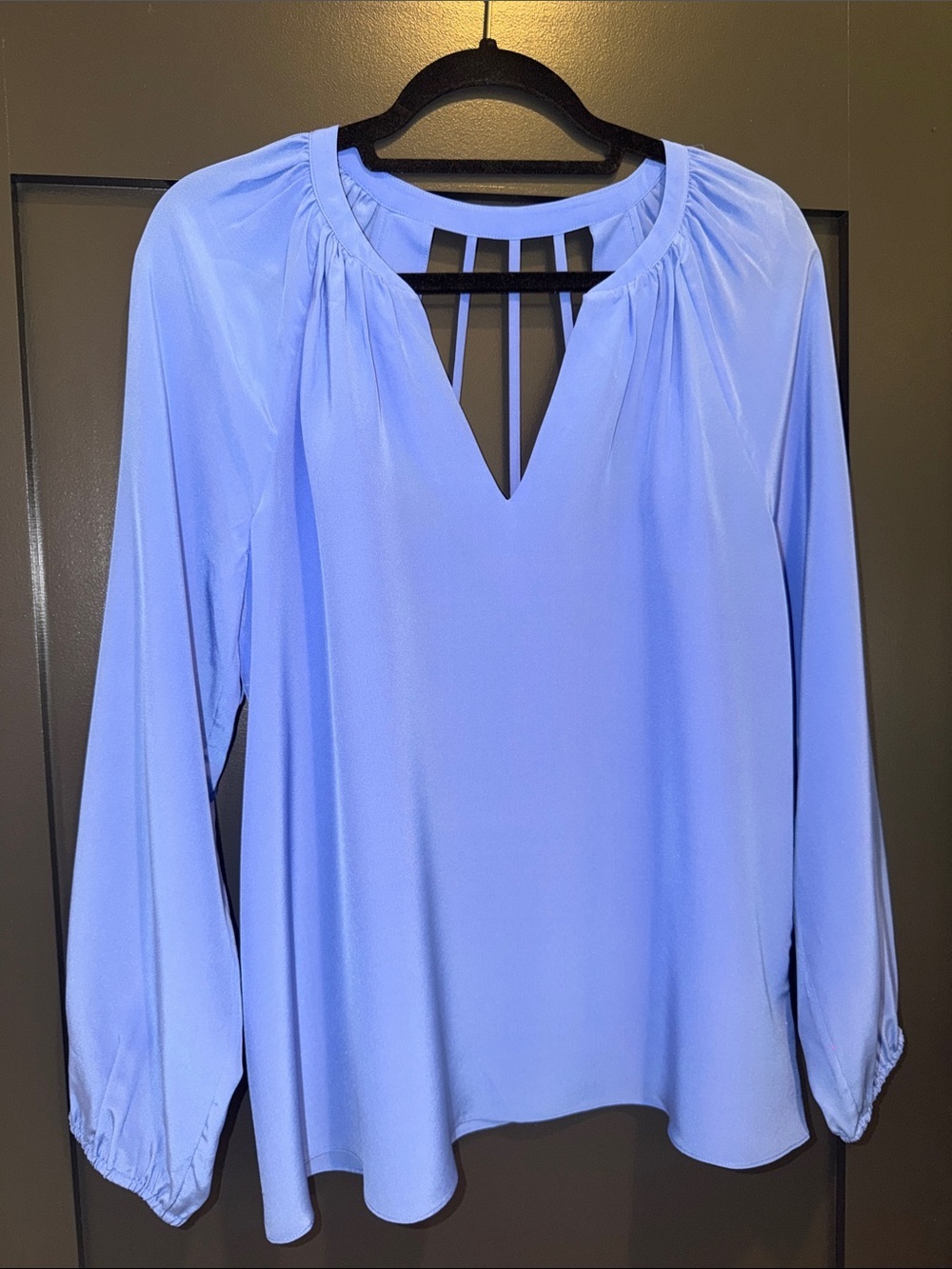Lilly Pulitzer Blue Long-Sleeve Keyhole Blouse